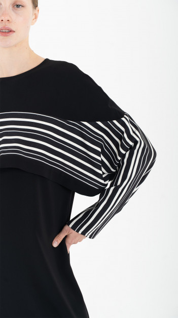 Black Striped Dress E-ML0003