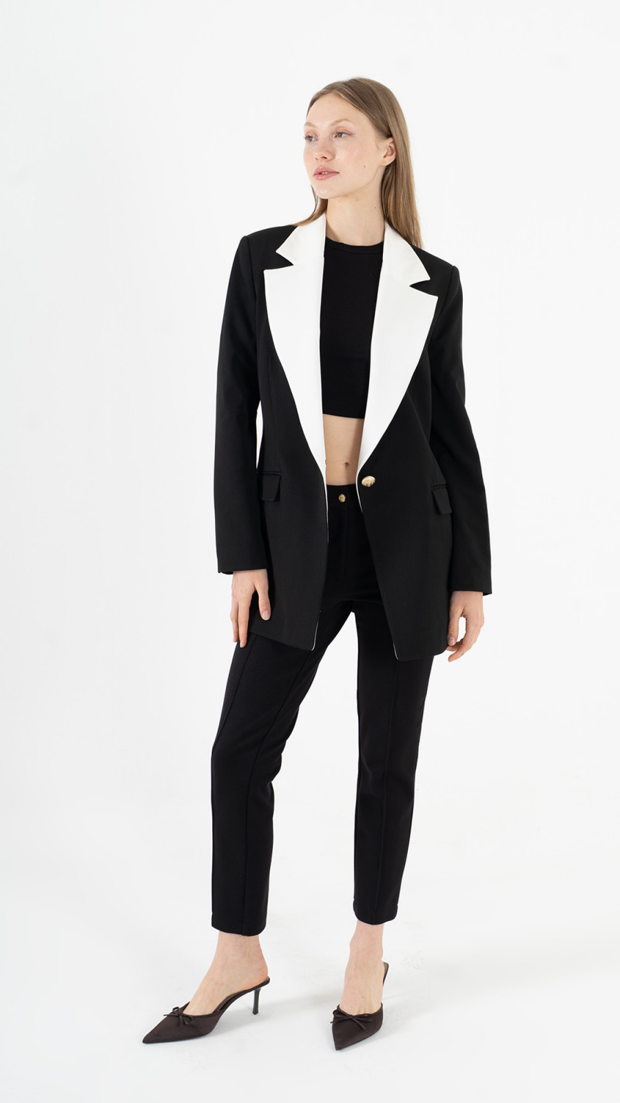 Black-White Blazer Suit K-ML0003
