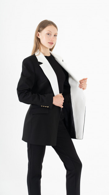 Black-White Blazer Suit K-ML0003