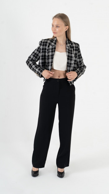 Black & White Checkered Blazer Suit K-ML0007