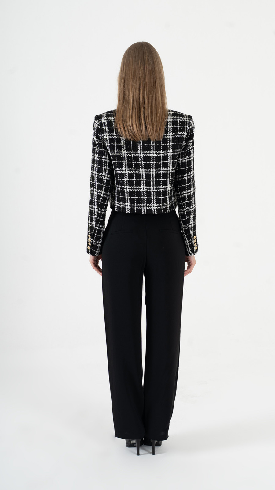 Black & White Checkered Blazer Suit K-ML0007