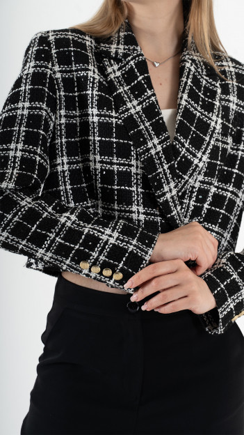 Black & White Checkered Blazer Suit K-ML0007